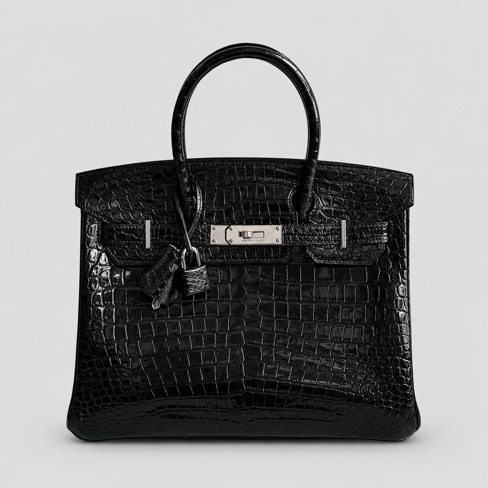 Hermès Birkin 30 Croco Porosus Noir – Palladium